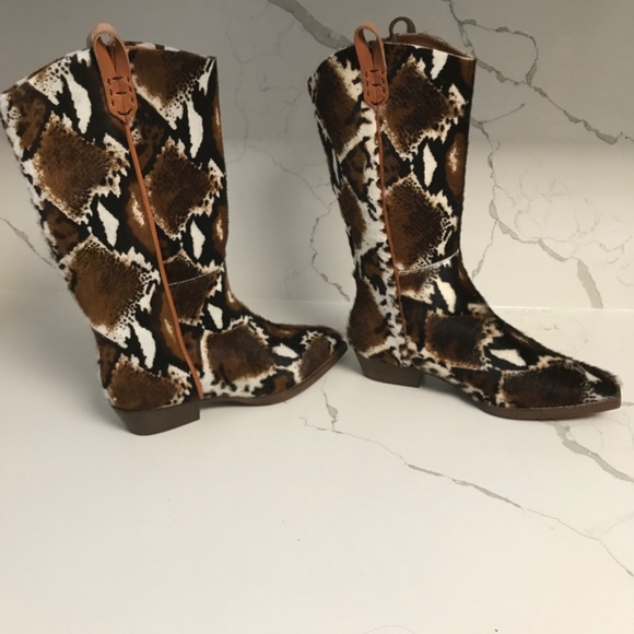 Free People We the Free Dagget Western Montage Ocelot Hair on Boots Size 37 - Picture 2 of 16